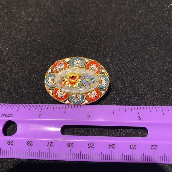 ITALIAN MICRO MOSAIC BROOCH - Picture 3 of 8
